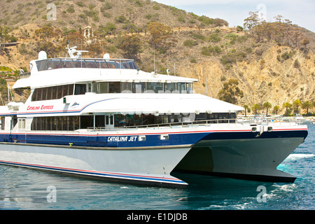 Catalina Express Ferry 'Catalina Jet'  Departs Avalon For Long Beach, California. Stock Photo