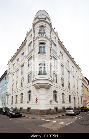 A beautifully renovated art nouveau building. Renovation of old town houses. Stock Photo