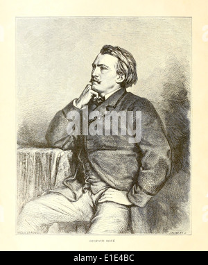Paul Gustave Doré (1832-1883) engraving by Mouilleron after studio photograph, frontispiece from 1880 edition of the Bible. See description for more information. Stock Photo