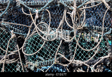 Abstract background of tangled fishing nets. Stock Photo