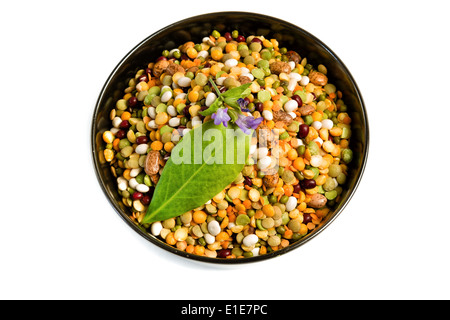 Multicolored mixture of dry lentils, peas and beans Stock Photo