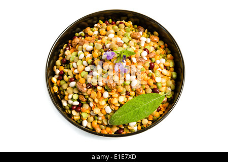 Multicolored mixture of dry lentils, peas and beans Stock Photo