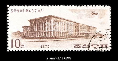 Postage stamp from North Korea depicting the War Museum in Pyongyang. Stock Photo