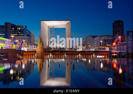 La Grande Arche at La Defense at night in Paris Stock Photo Alamy