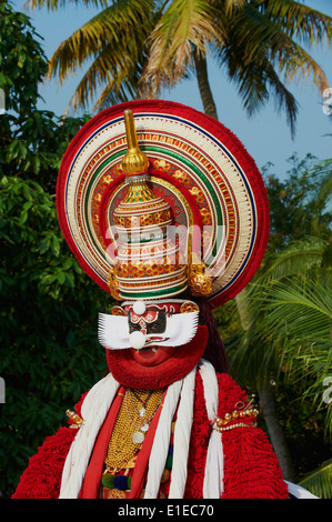 India, Kerala State, Fort cochin or Kochi, Kathakali dancers Stock Photo