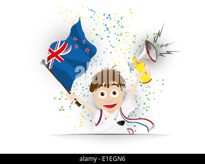 Vector - New Zealand Soccer Fan Flag Cartoon Stock Photo