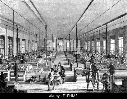 Manual typesetting in 19th century Stock Photo - Alamy