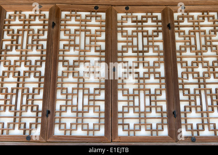 Background pattern of a traditional wooden paper door in Korea Stock Photo