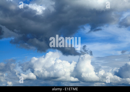White cumulus clouds, grey clouds, blue sky cloud skies UK Stock Photo