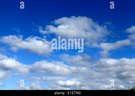 White cumulus clouds, blue sky cloud skies UK Stock Photo