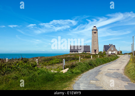 Lighthouse of Cap Levi at the Channel coast, Cotentin peninsula, Normandy Stock Photo