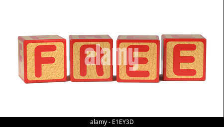 Free on Colored Wooden Childrens Alphabet Block Isolated on White. Stock Photo