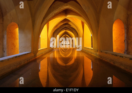 Baths of Lady Maria de Padilla (Baños de dona Maria de Padilla) in the Royal Alcazar, Seville, Spain. Stock Photo