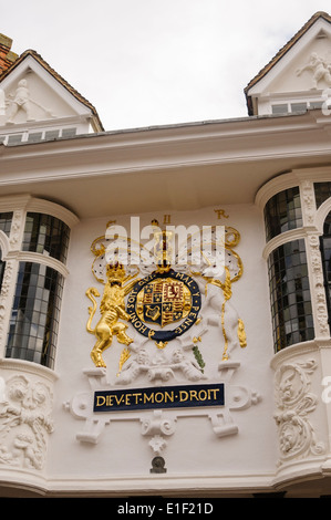 Coat of arms on Sparrowe's House (The Ancient House) in Ipswich Stock Photo