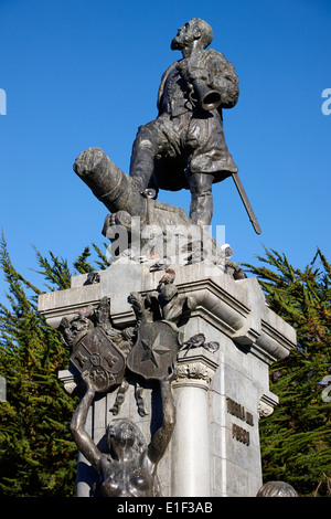 magellan memorial statue in plaza munoz gamero Punta Arenas Chile Stock Photo