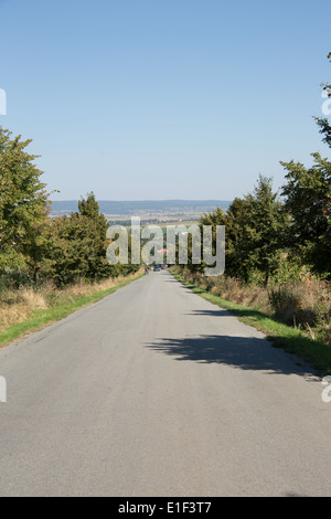 Climbing the Pratzen Heights looking to Prace scene of fighting in the Napoleonic  battle of Austerlitz in the Czech republic Stock Photo