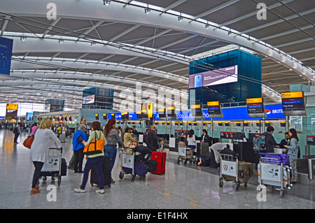 View of Terminal 5 Departures at Heathrow Airport, London Borough of Hillingdon, London, England, United Kingdom Stock Photo