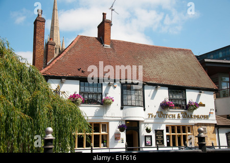 The Witch and Wardrobe Pub by the River Witham in Lincoln City Centre, Lincolnshire England UK Stock Photo