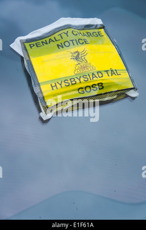 Penalty Charge Notice attached to a car windscreen Stock Photo