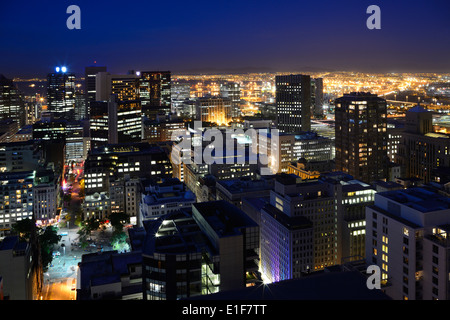 Elevated view of Cape Town's Central Business District at night Stock Photo