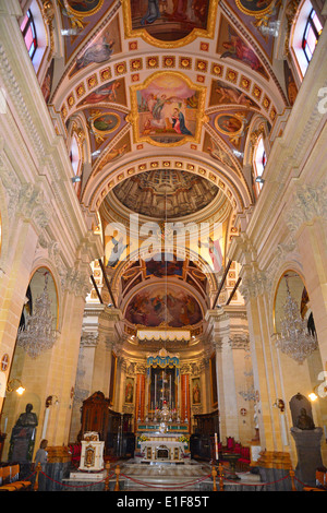 Interior nave of The Cathedral of Assumption, The Citadella, Città Victoria, Gozo (Għawdex), Gozo Region, Republic of Malta Stock Photo