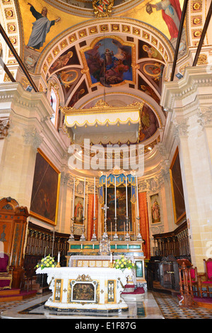 Interior nave of The Cathedral of Assumption, The Citadella, Città Victoria, Gozo (Għawdex), Gozo Region, Republic of Malta Stock Photo