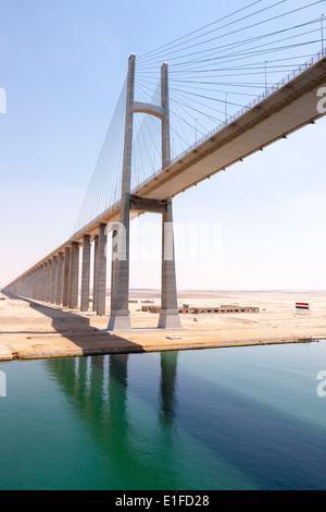 Mubarak Peace Bridge, Suez Canal Egypt. Stock Photo