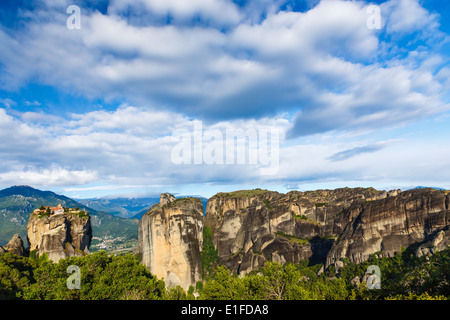 Holy Trinity Monastery in Meteora rocks, meaning 'suspended into air' in Trikala, Greece Stock Photo
