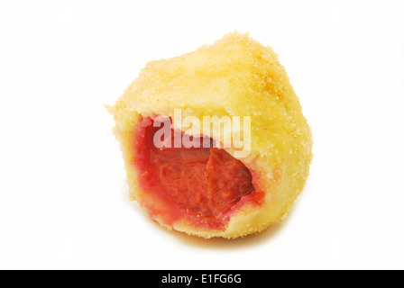 Dumpling with plums isolated on white Stock Photo