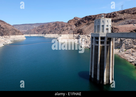 Columns that form part of the Hoover Dam, Boulder City, USA. It is a short drive away from Las Vegas Nevada. Stock Photo