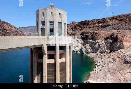 Columns that form part of the Hoover Dam, Boulder City, USA. It is a short drive away from Las Vegas Nevada. Stock Photo