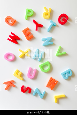 colorful magnetic letters on a refrigerator Stock Photo