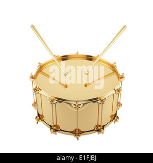 3d render of golden drum isolated on white background Stock Photo