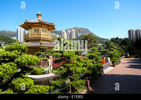 Golden Pagoda in Nan Lian Garden, Kowloon Stock Photo