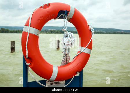 lifebuoy on the pier Stock Photo