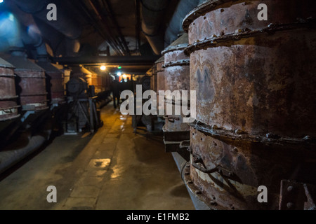 Fort de Fermont, Longuyon, France. The Boiler room in an underground Maginot line fortress Stock Photo