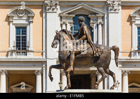 Rome, Italy. Piazza del Campidoglio, with copy of equestrian statue of Marcus Aurelius. Stock Photo