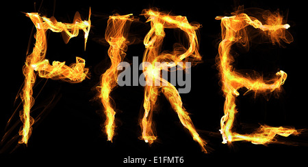 The word Fire written in flames. Stock Photo