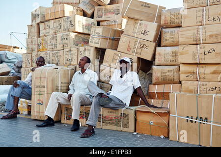 Free-trade port Dubai Creek, goods ranging from chewing gum to car tyres, Dubai, United Arab Emirates, Middle East Stock Photo