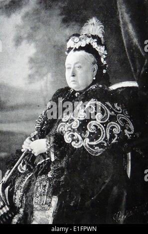 Photograph of Queen Victoria (1819 - 1901) in formal dress for the celebration of her Diamond Jubilee. Dated 1897 Stock Photo