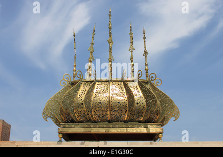 Gilded lamp in the Mausoleum of Mohammed V in Rabat, Morocco Stock Photo