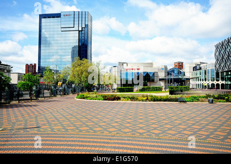 View of Centenary Square including the ICC, Symphony Hall, Repertory Theatre and the Library of Birmingham, Birmingham, UK. Stock Photo