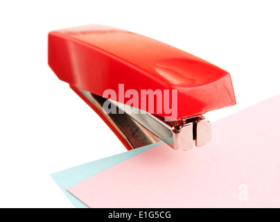 red stapler isolated on white background Stock Photo