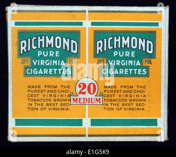 A pack of Richmond cigarettes, a brand known for its tobacco products. The  design features a typical tobacco packaging style used in the cigarette  industry Stock Photo
