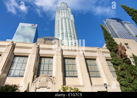 Los Angeles California,Downtown,city skyline,Los Angeles Public Library,Richard J. Riordan Central Library,Goodhue building,1926,south sideancient Egy Stock Photo