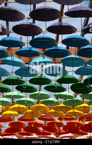 umbrellas in different colours for decorating Stock Photo
