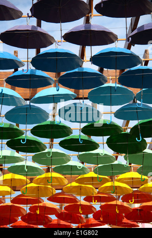 umbrellas in different colours for decorating Stock Photo