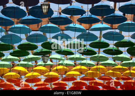 umbrellas in different colours for decorating Stock Photo