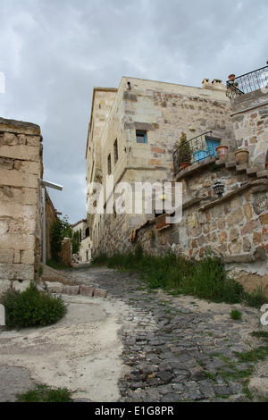 view of Urgup and Goreme in Turkey Stock Photo