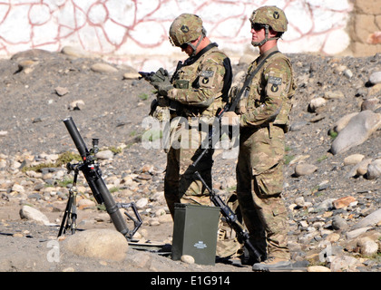 NURISTAN PROVINCE, Afghanistan (Nov. 10, 2010) ??? U.S. Army Sgt. Clint Reentz (left) of Wellsburg, Iowa and Pvt. Scott Gentz ( Stock Photo